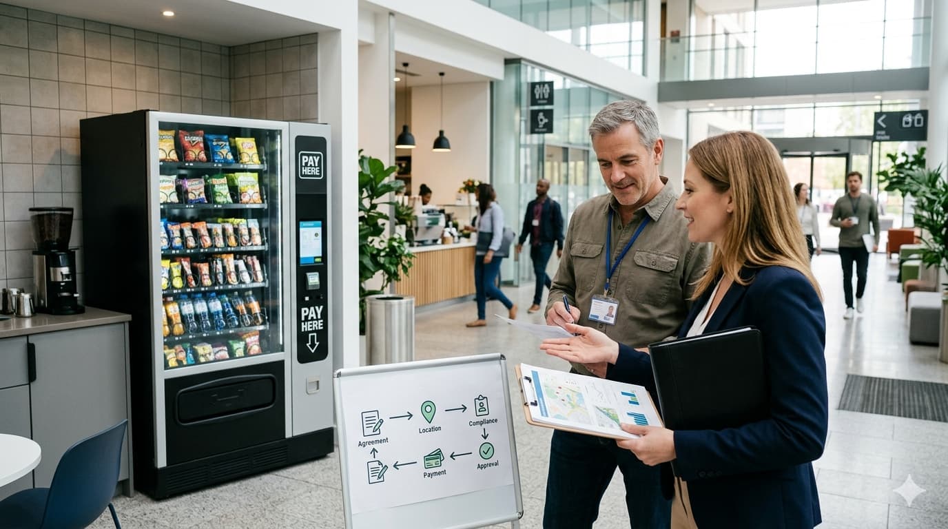 how to get permission to put a vending machine somewhere